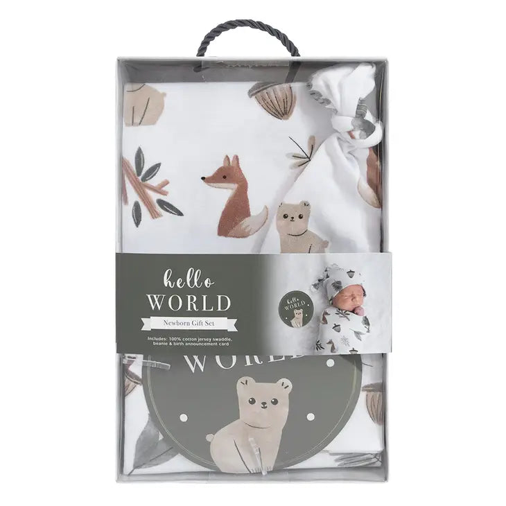 'Forest Retreat' Newborn Swaddle & Card Gift Set