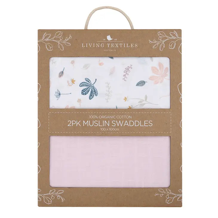 'Botanical Flowers' Muslin Swaddle Wraps 2pk