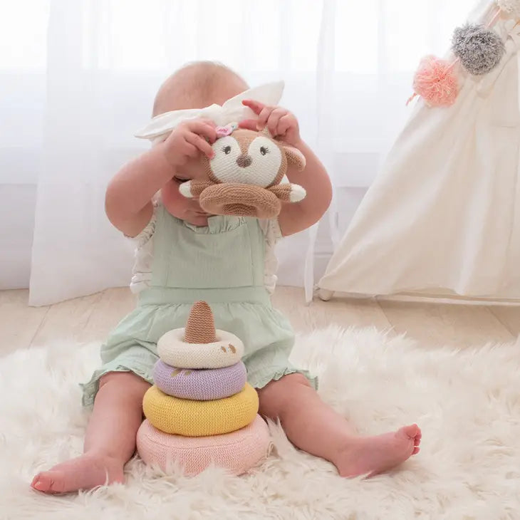 'Ava the Fawn' Knitted Stacking Ring Toy Gift Set