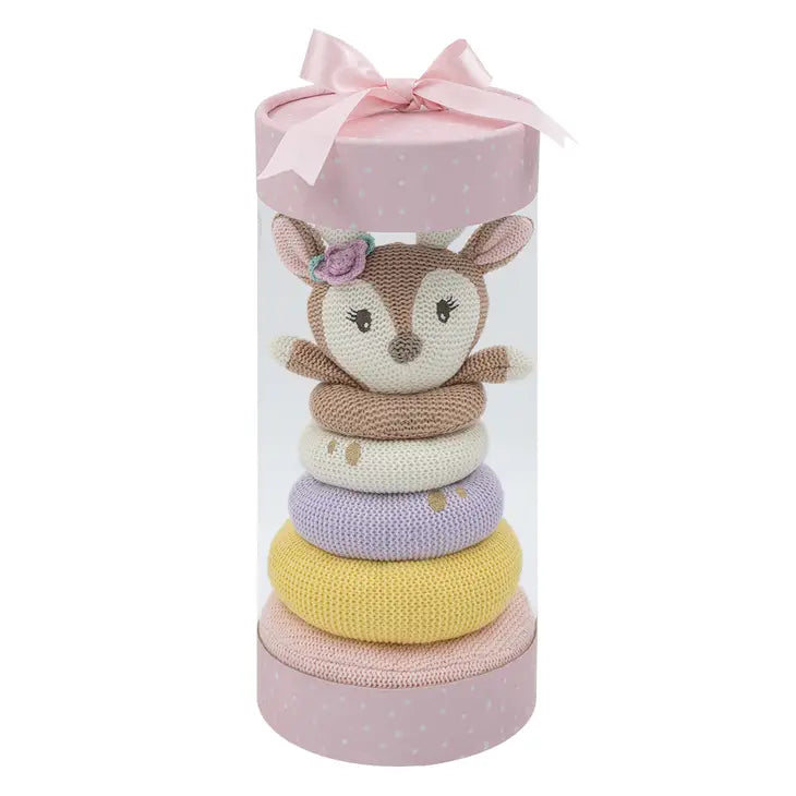 'Ava the Fawn' Knitted Stacking Ring Toy Gift Set