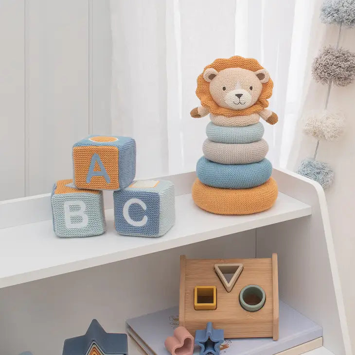 'Leo the Lion' Knitted Stacking Ring Toy Gift Set