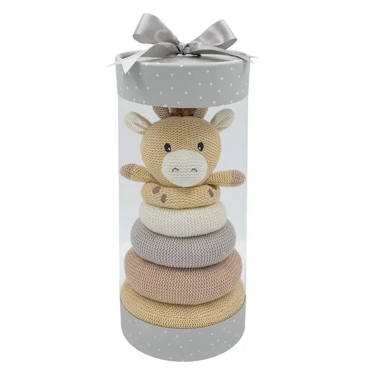 'Noah the Giraffe' Knitted Stacking Ring Toy Gift Set