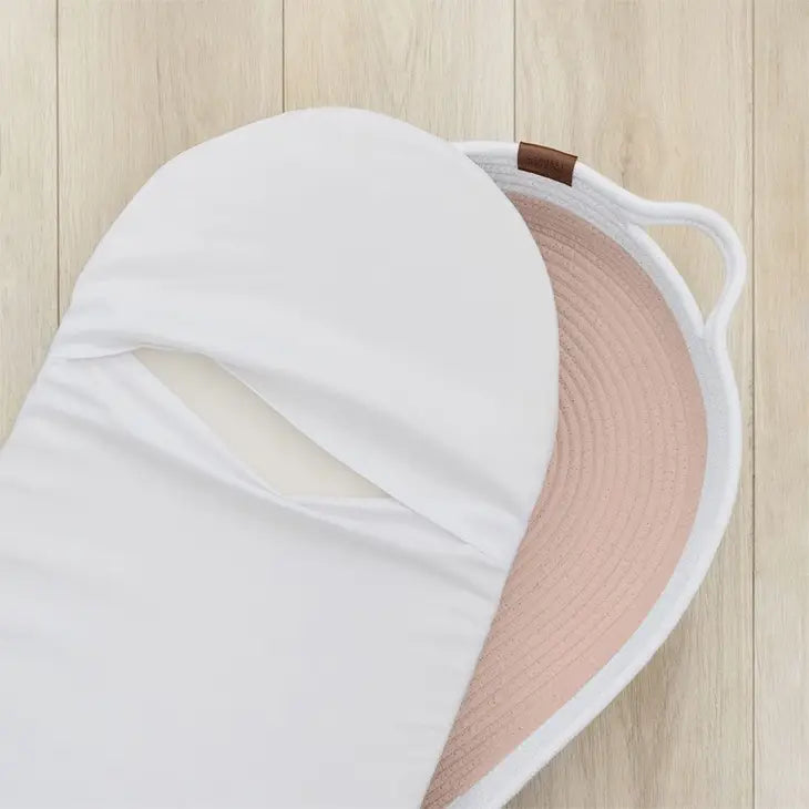 Blush/White Change Basket With Mattress & Cover