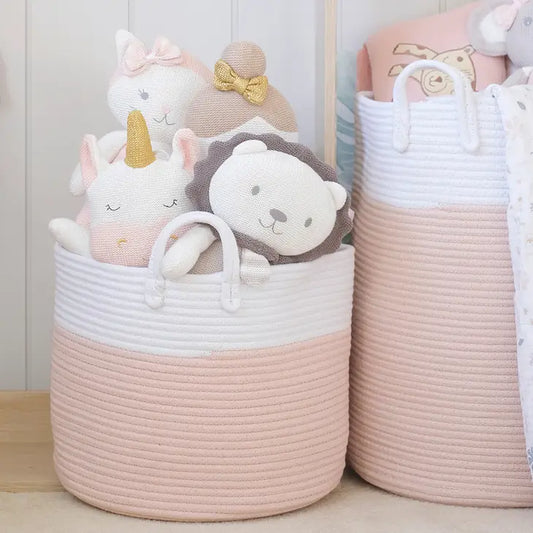 Blush/White Medium Hamper/Toy Storage