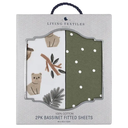 'Forest Retreat' Bassinet Fitted Sheet 2pk