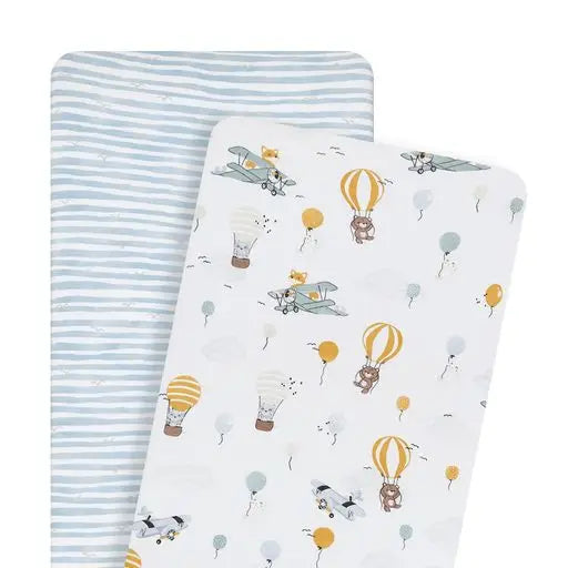 'Up Up & Away' Bassinet Fitted Sheet 2pk