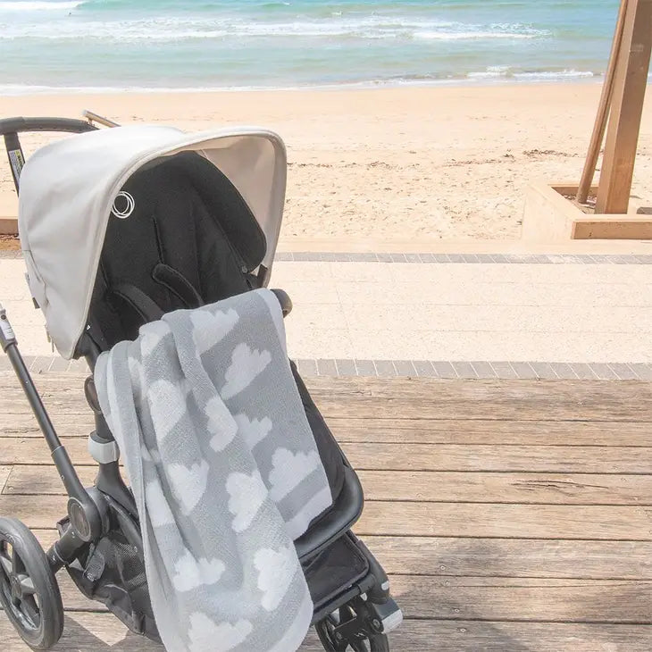 'Grey Clouds' Chenille Pram Blanket