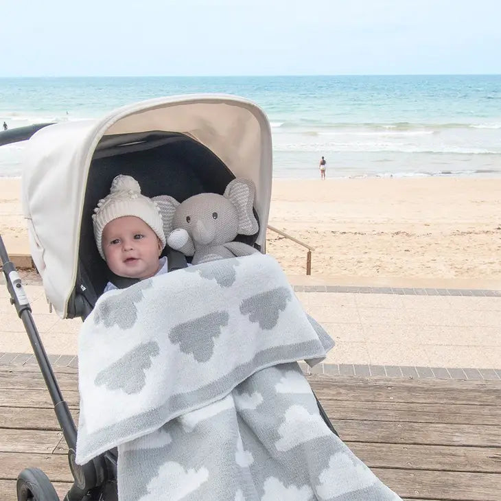 'Grey Clouds' Chenille Pram Blanket