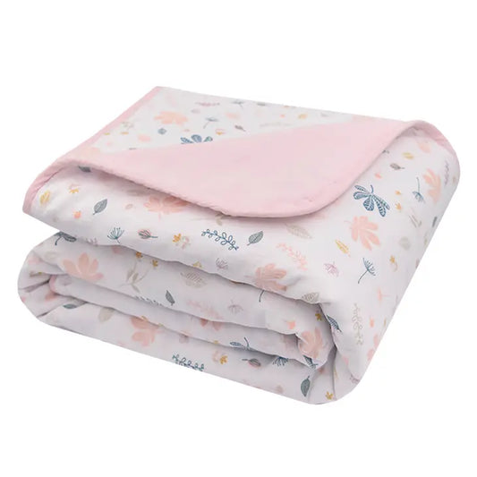 'Botanical Flowers' 6 Layers Muslin Cot Blanket