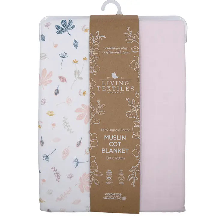 'Botanical Flowers' 6 Layers Muslin Cot Blanket