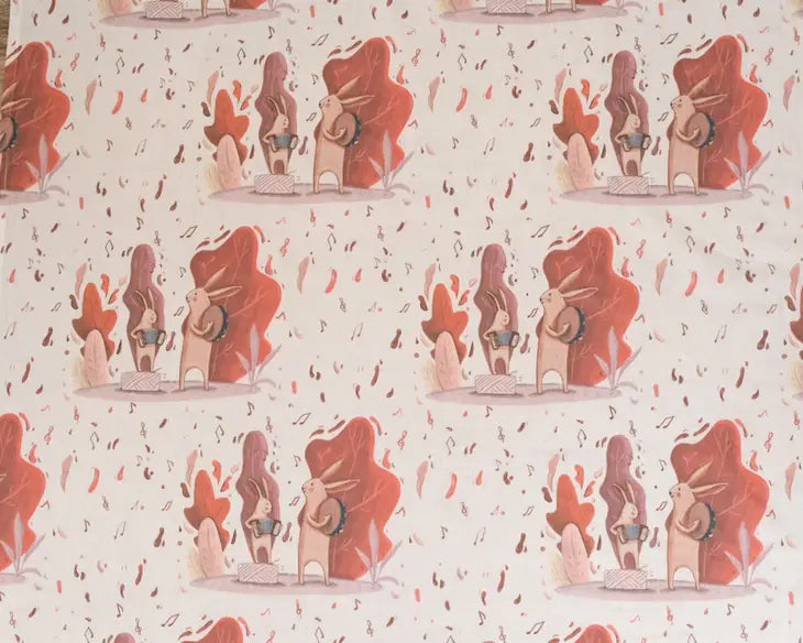 'Musician Rabbits' 2 Layers Muslin Blanket