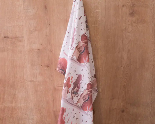 'Musician Rabbits' 2 Layers Muslin Blanket