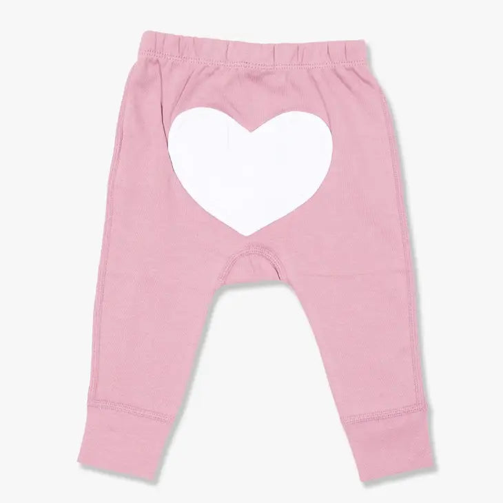 Sage Flower Pink Heart Baby Pants